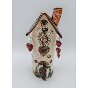 Blue Sky Clayworks Heather Goldminc Heart House Candle Luminary 2001 No Base